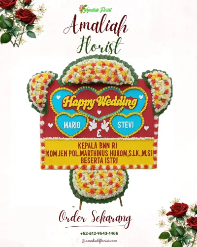 Karangan Papan Bunga Pernikahan di Babakan
